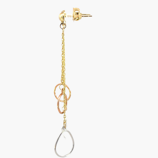 Serena | 9ct three-tone circle & pear-shaped drop earrings