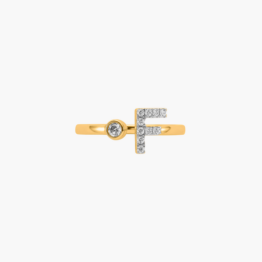 Diamond Initial Ring | 18ct Yellow Gold