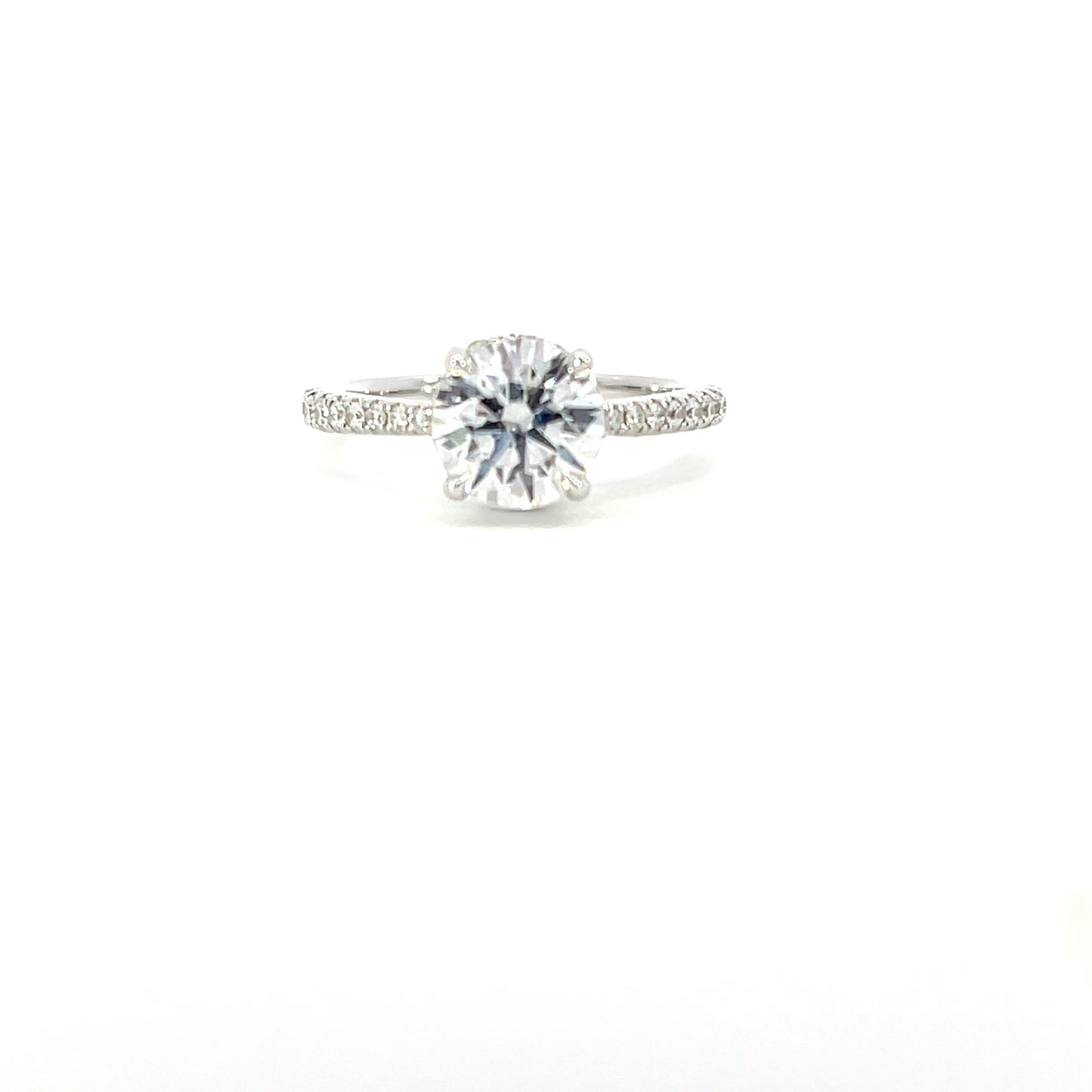 Diyan | 18ct White Gold Round Brilliant Cut Solitaire with Diamond Hidden Halo and Shoulders