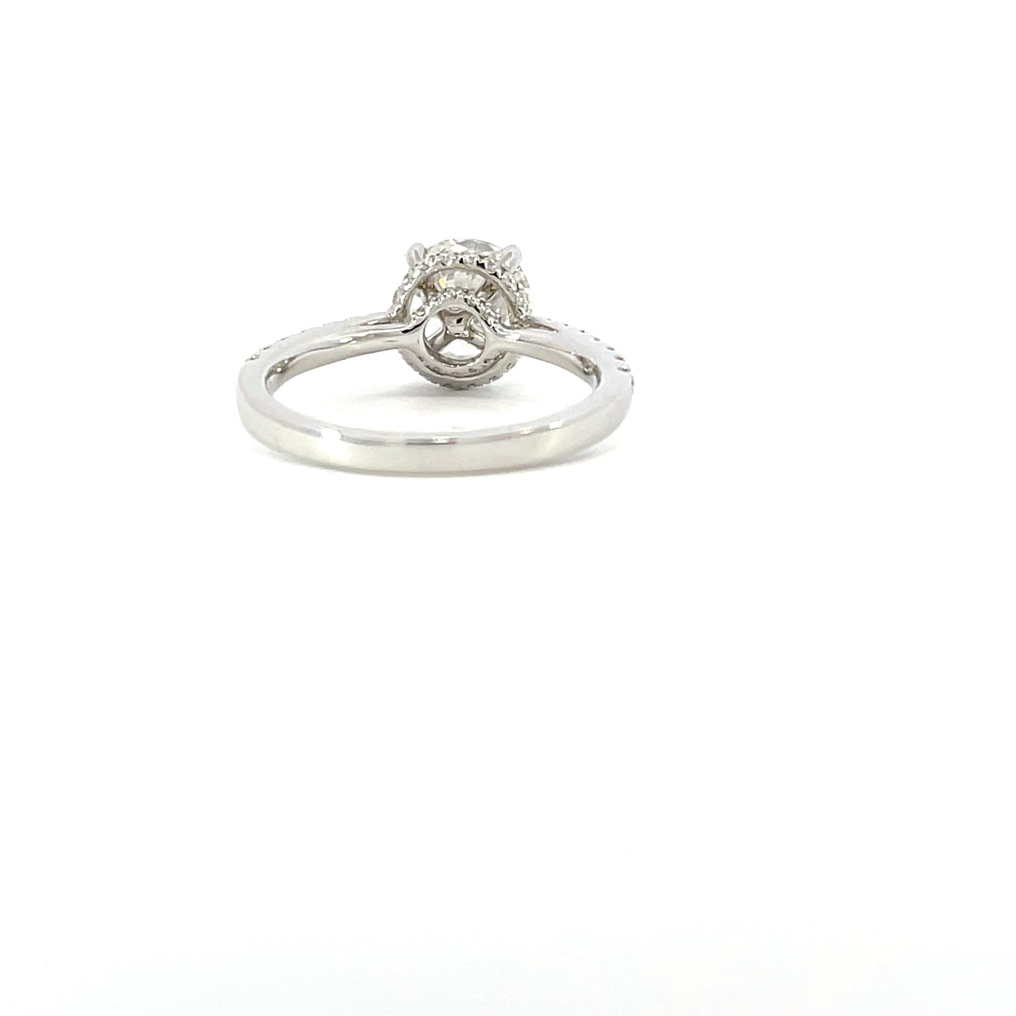 Diyan | 18ct White Gold Round Brilliant Cut Solitaire with Diamond Hidden Halo and Shoulders