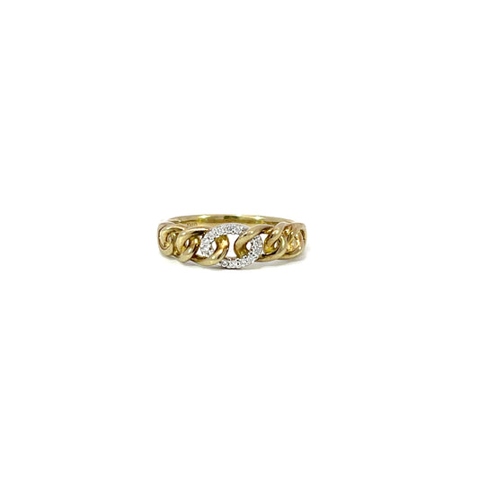 Chain-Link Diamond Ring | 9ct Yellow Gold