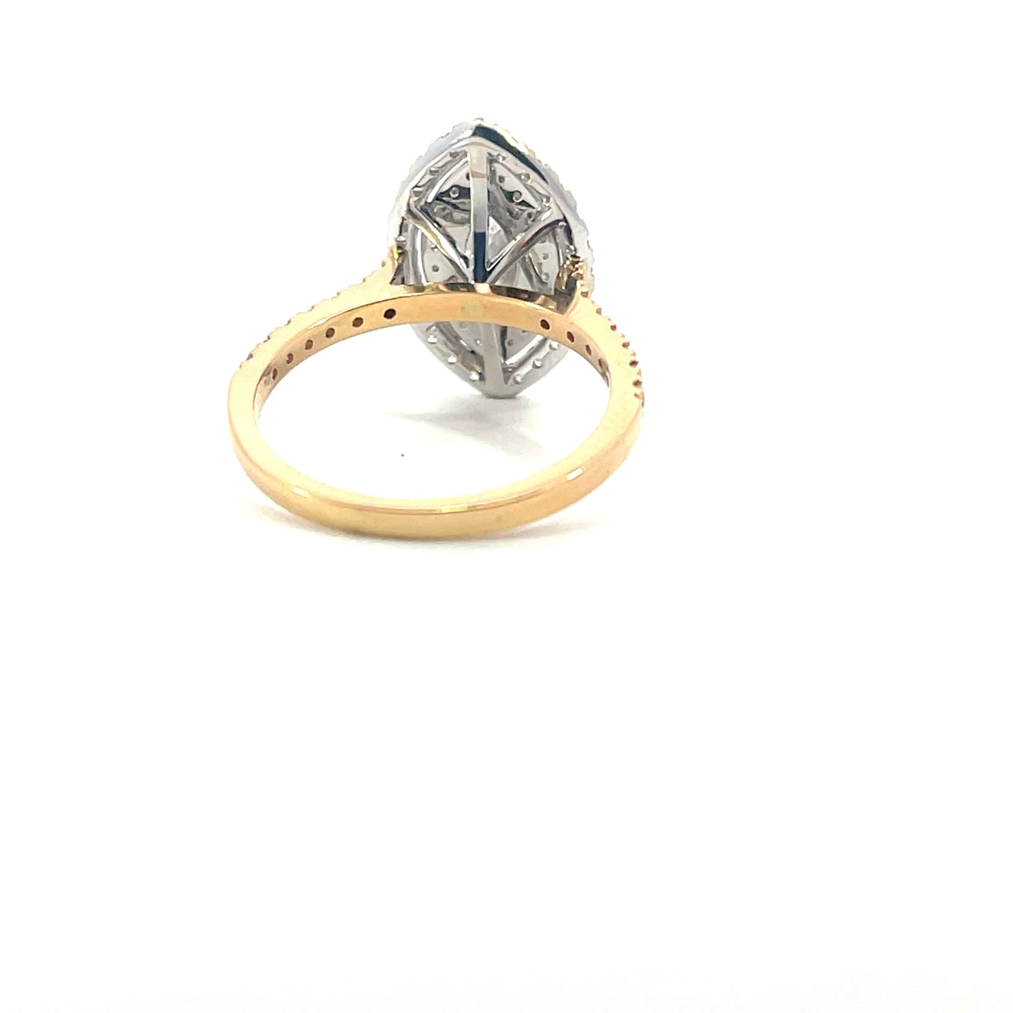 Elena | 18ct Two Tone Marquise Lab Grown Diamond with Double Halo & Diamond