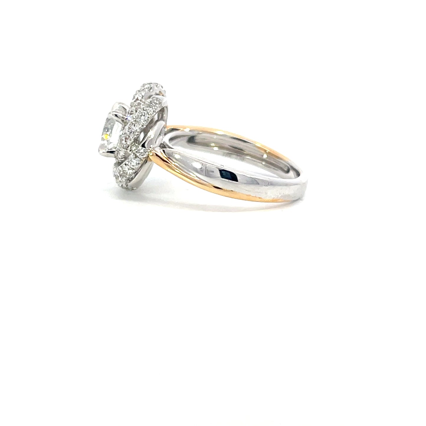 Blanca | 18ct Two Tone Brilliant Cut Lab Grown Diamond Engagement Ring with Swirl Halo