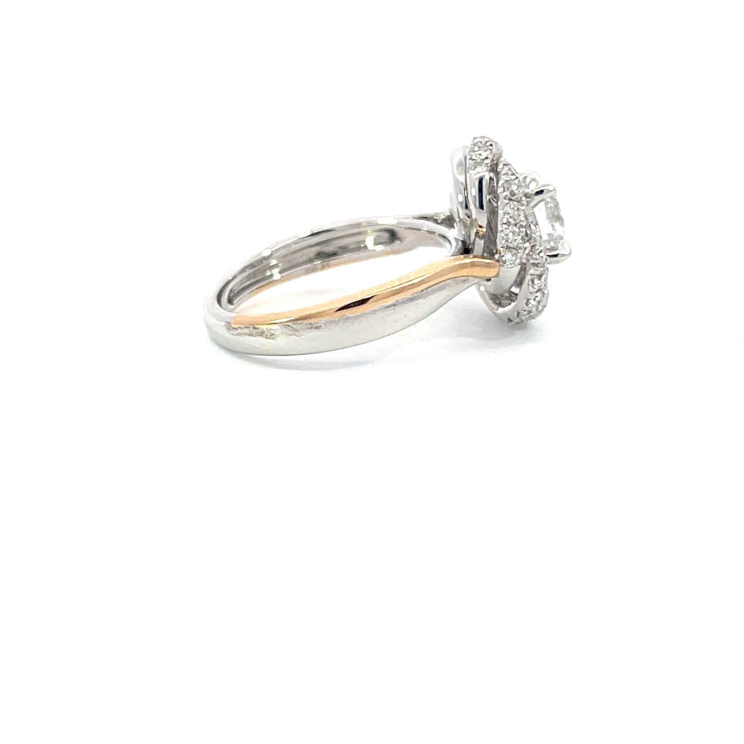 Blanca | 18ct Two Tone Brilliant Cut Lab Grown Diamond Engagement Ring with Swirl Halo