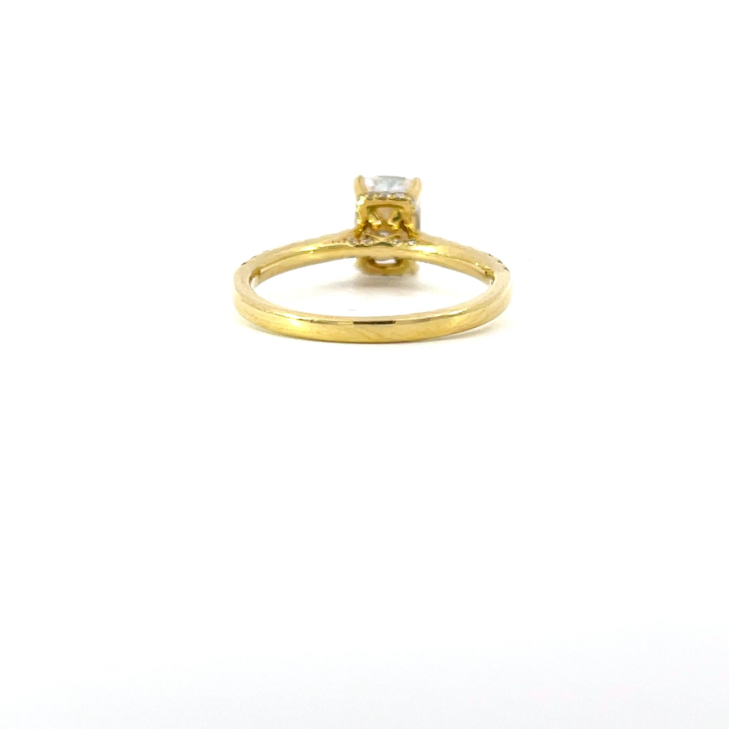 Nicole | 18ct Yellow Gold Cushion Cut Lab Grown Diamond Engagement Ring with Hidden Halo & Cathedral Shoulders – 1.81ct Total
