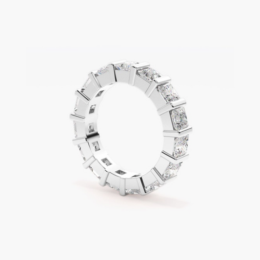 Mary | 18ct White Gold Lab Grown Princess Cut Diamond Eternity Band – 6.72ct D–E/VS