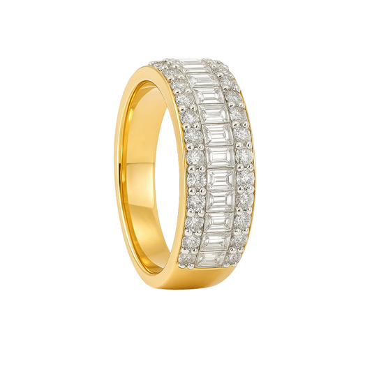 Sandra | 18ct Yellow Gold Baguette and Round Brilliant Diamond Band