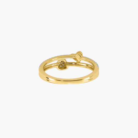 18ct Yellow Gold Double Heart Diamond Ring