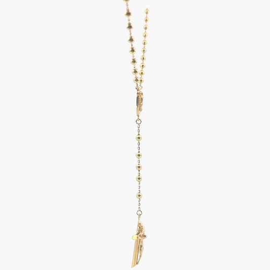 18ct Yellow Gold Rosary Bead Necklace with Crucifix and Mary Medal – 10.8g