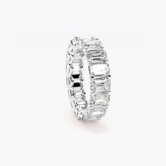 Paige | 18ct White Gold Lab Grown Emerald Cut Diamond Eternity Band – 6.52ct D–E/VS