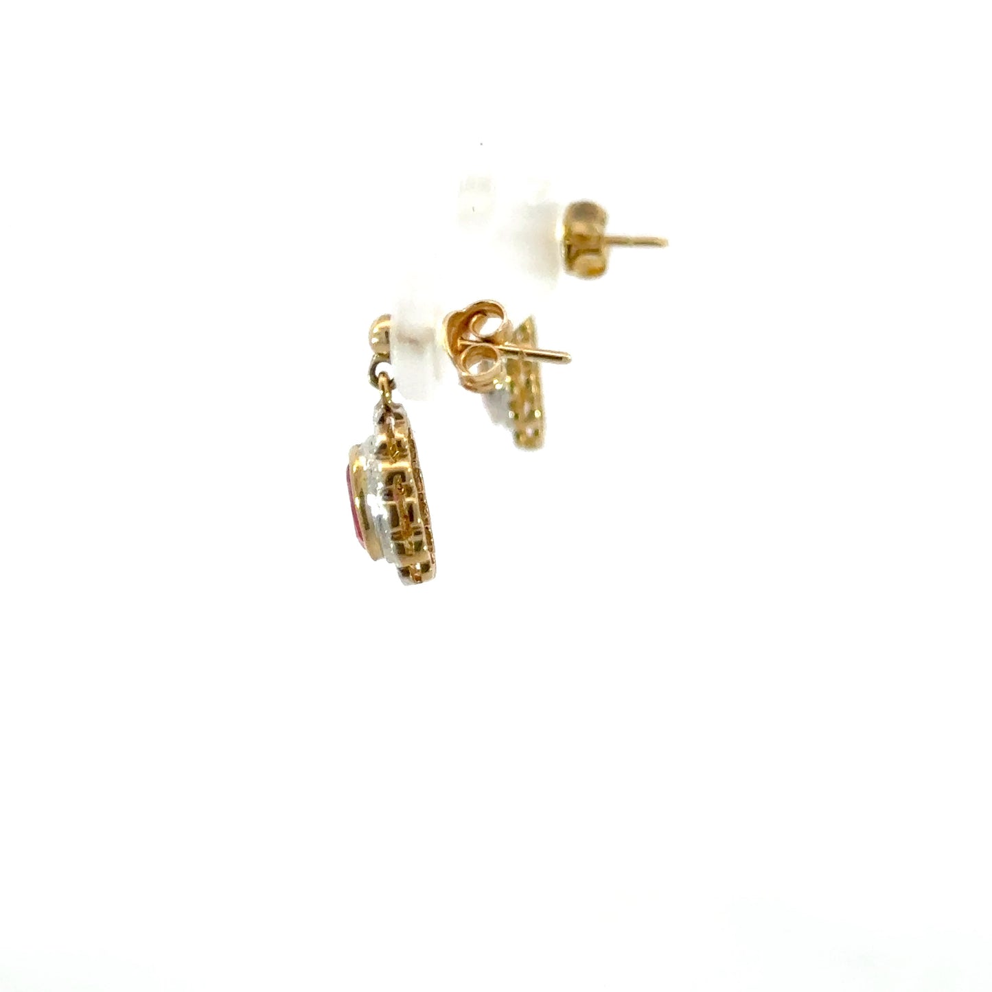 Genie | Ruby & Diamond Halo Earrings 9ct Yellow Gold