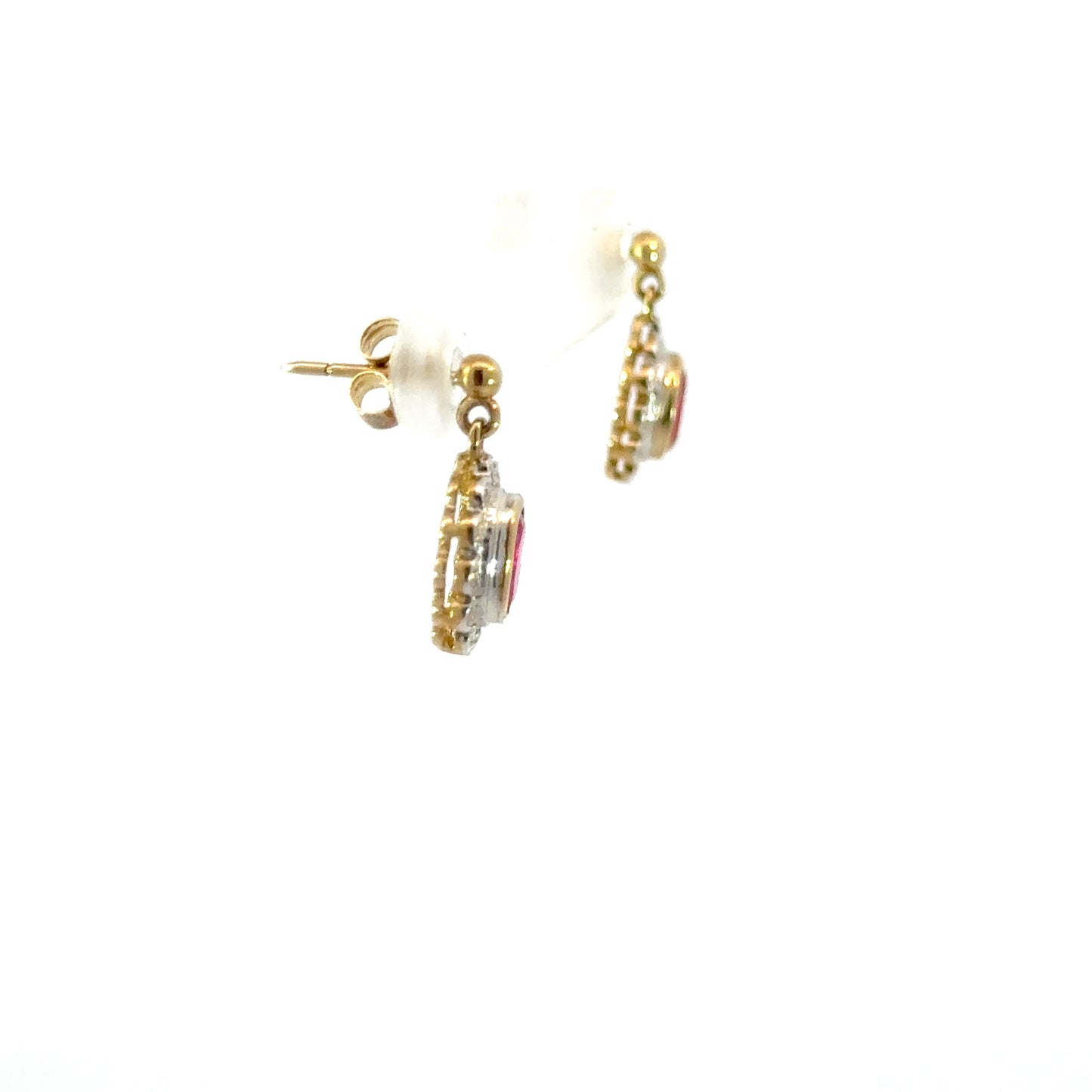 Genie | Ruby & Diamond Halo Earrings 9ct Yellow Gold