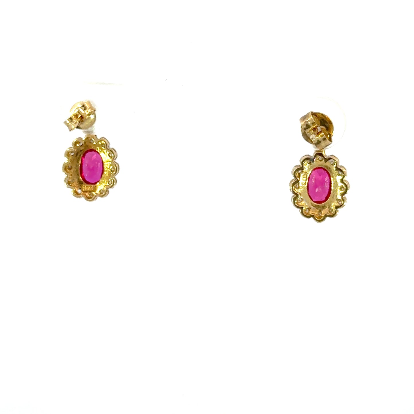 Genie | Ruby & Diamond Halo Earrings 9ct Yellow Gold