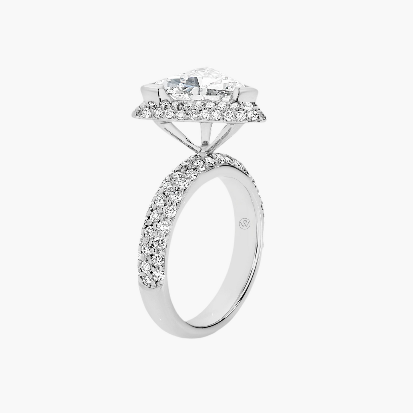Rachel | Triple Pavé Diamond Band Engagement Ring with Hidden Halo & High-Set Solitaire