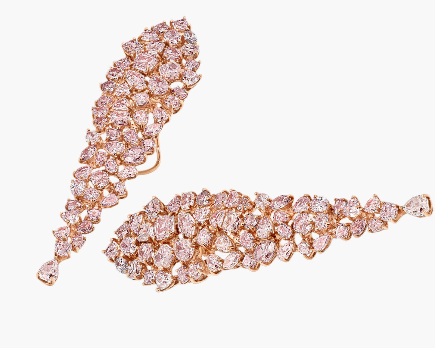 Pair of diamond earrings on a white background