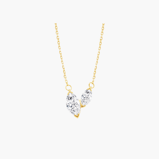 18ct Yellow Gold Marquise Toi et Moi Diamond Pendant 0.70ct F/VS