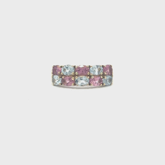 Tanya | 9ct Yellow Gold Blue Topaz & Tourmaline Ring