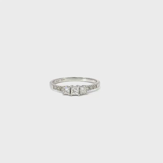 Trilogy Diamond Ring | 9ct White Gold