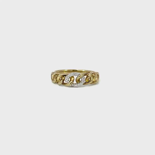 Chain-Link Diamond Ring | 9ct Yellow Gold