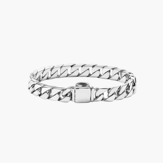 Silver chain bracelet on a white background