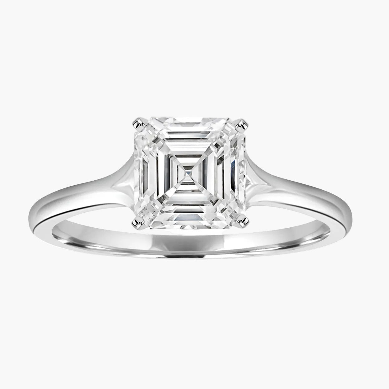 Asscher-White Gold|Asscher|14K White Gold|18K White Gold|Platinum