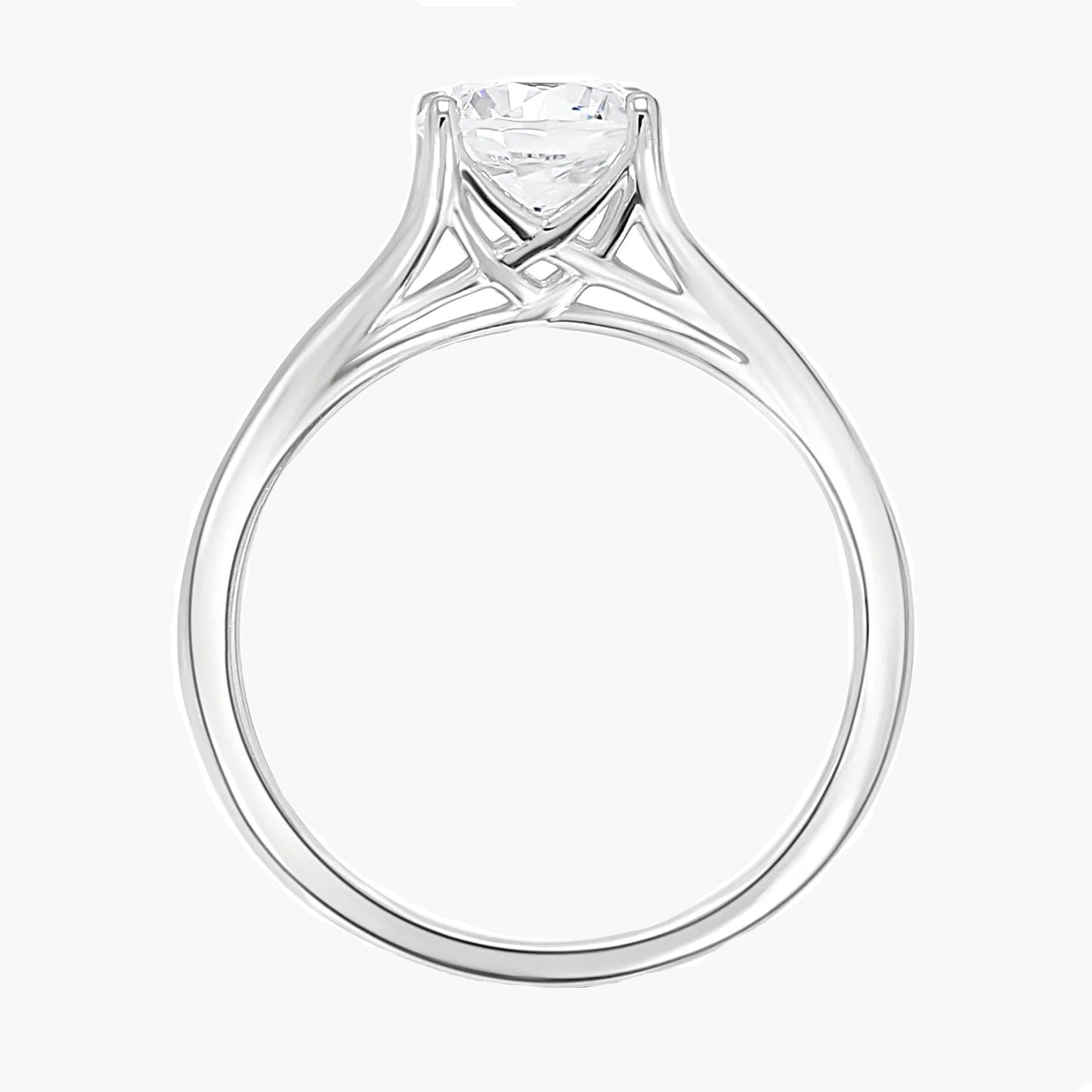 Diamond ring with a clear gemstone on a white background