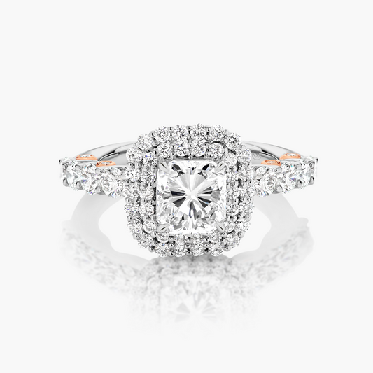 Rika | Two-Tone Halo Engagement Rings