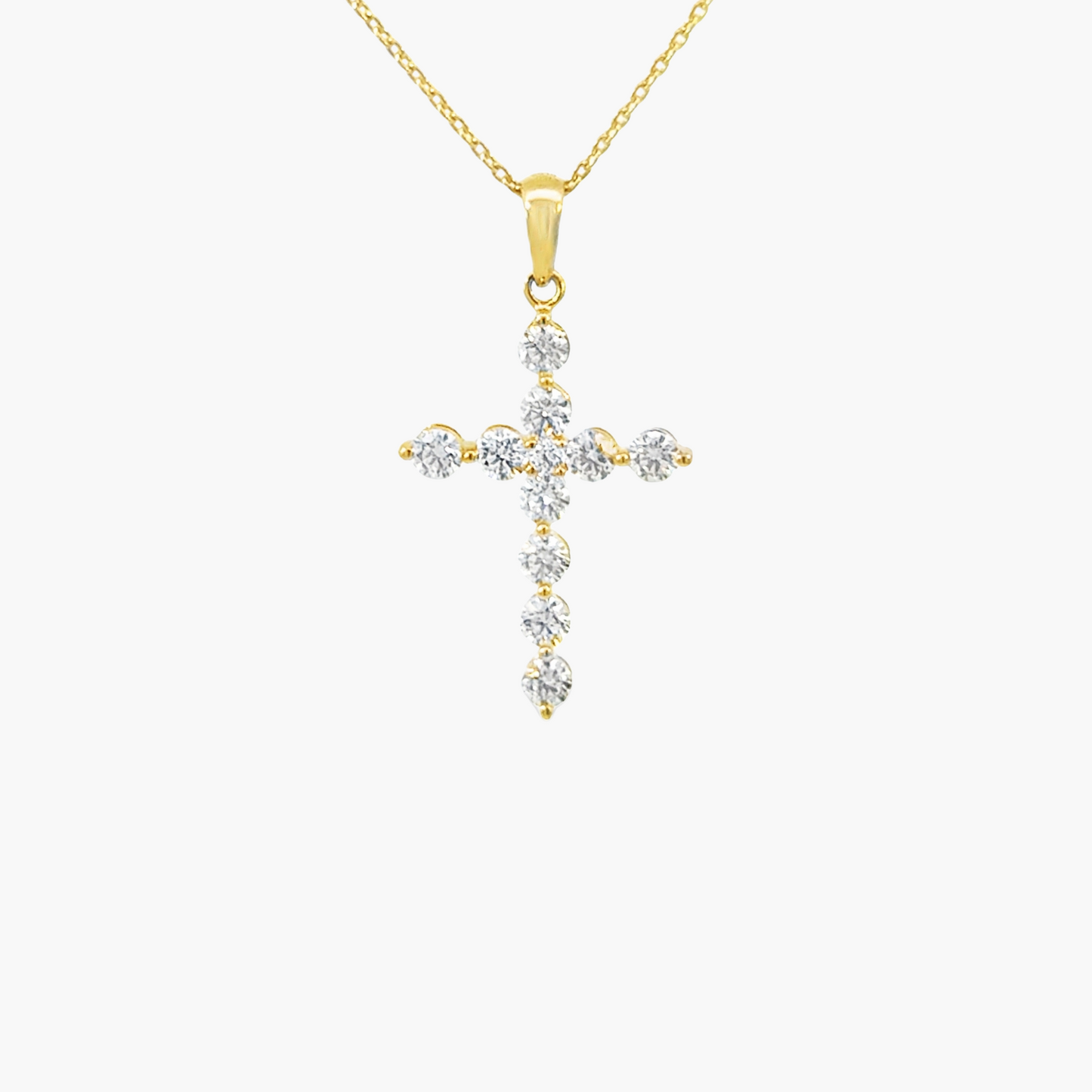 18ct Yellow Gold Diamond Cross Pendant – Brilliant Cut, 1.02ct