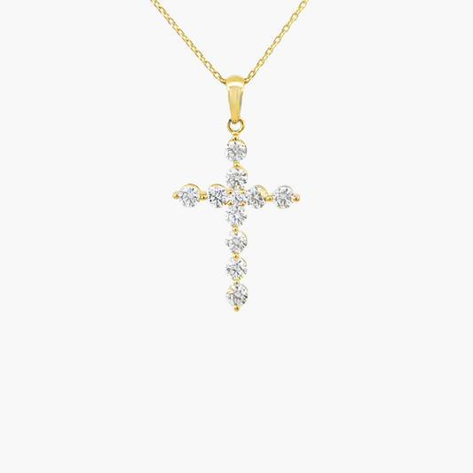 18ct Yellow Gold Diamond Cross Pendant – Brilliant Cut, 1.02ct