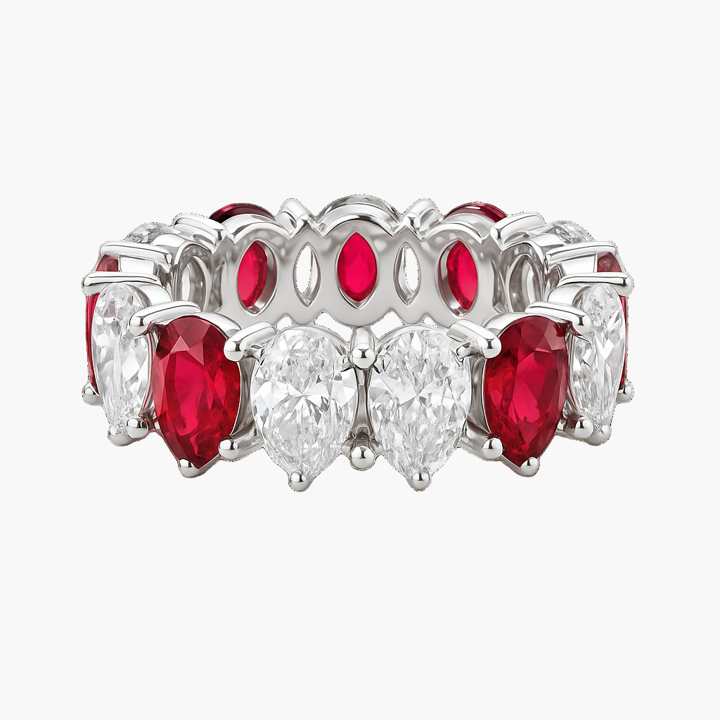 18ct White Gold Ruby & Diamond Eternity Band