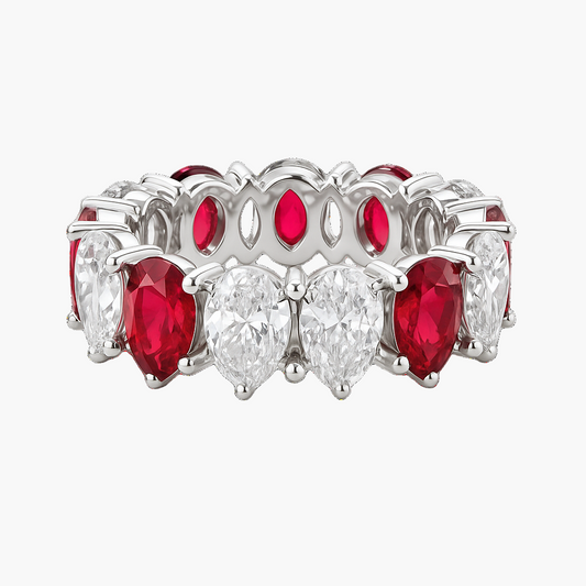 18ct White Gold Ruby & Diamond Eternity Band