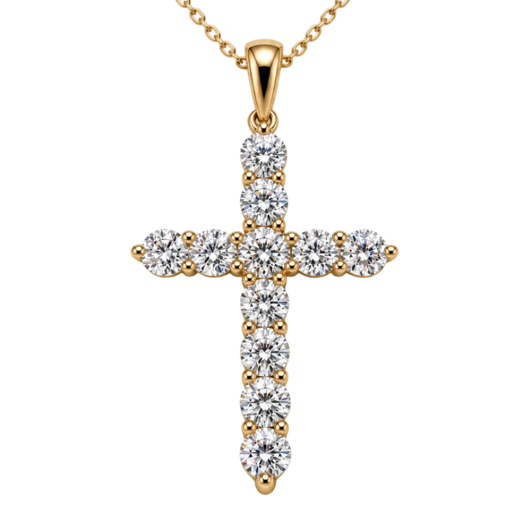 18ct rose gold diamond cross 