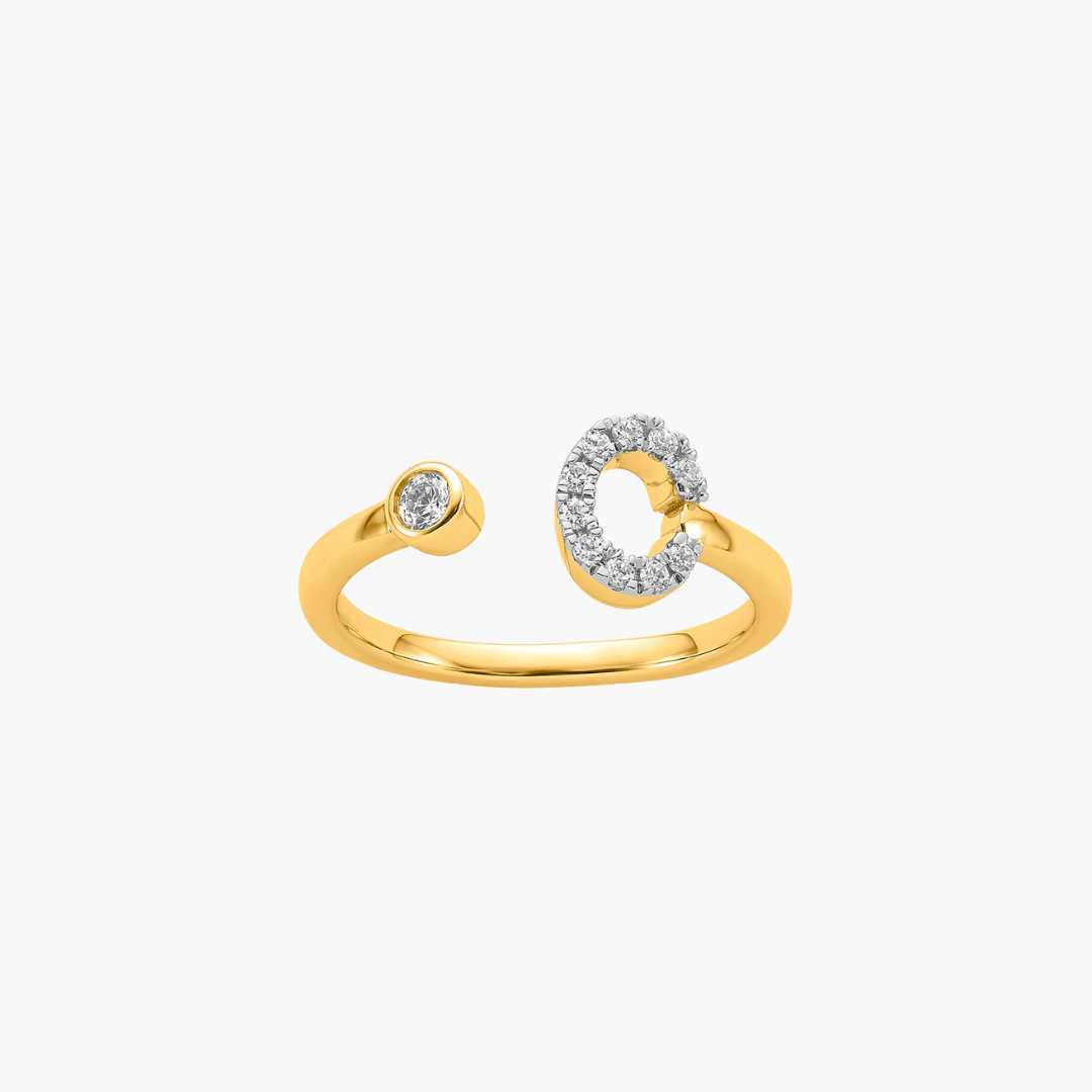 Diamond Initial Ring | 18ct Yellow Gold