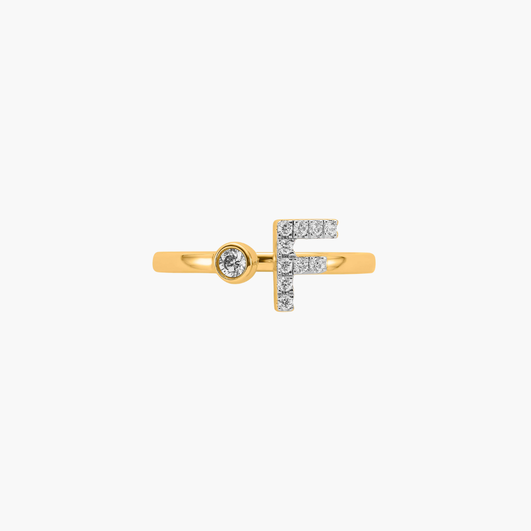 Diamond Initial Ring | 18ct Yellow Gold