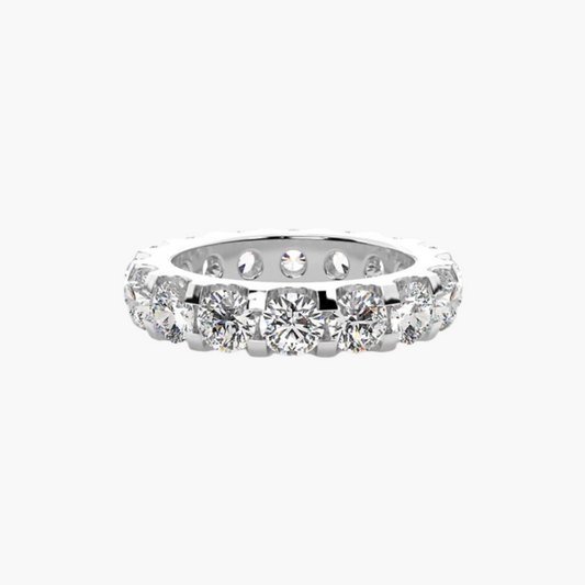 Dani | 18ct White Gold Lab Grown Radiant Cut Diamond Eternity Band – 4.24 D–E/VS