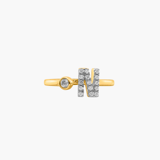 Diamond Initial Ring | 18ct Yellow Gold