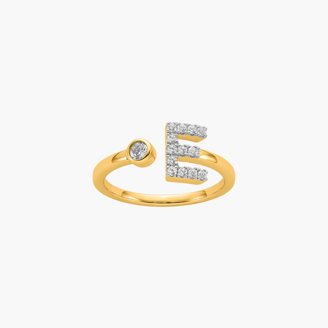 Diamond Initial Ring | 18ct Yellow Gold