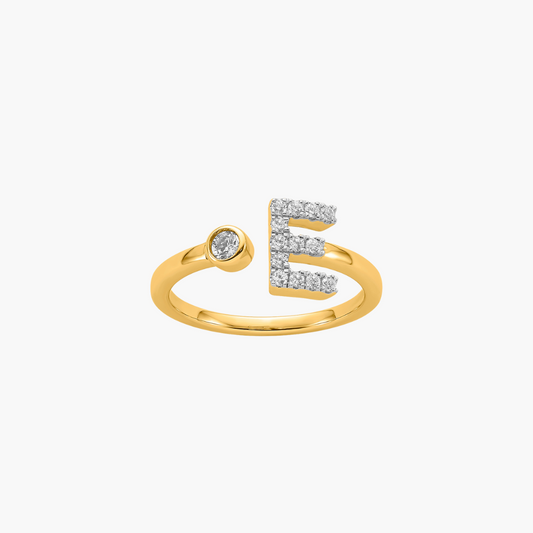 Diamond Initial Ring | 18ct Yellow Gold