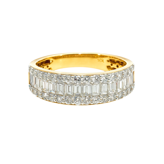 Sandra | 18ct Yellow Gold Baguette and Round Brilliant Diamond Band