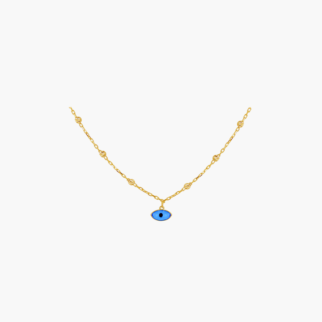 9ct Yellow Gold Evil Eye Necklace