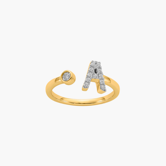 Diamond Initial Ring | 18ct Yellow Gold