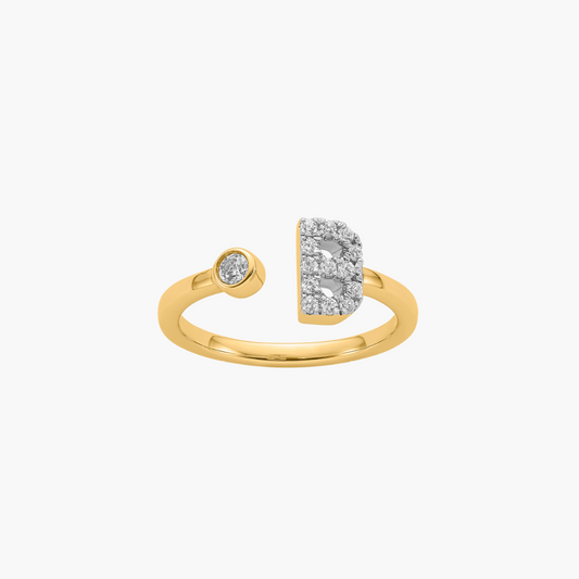 Diamond Initial Ring | 18ct Yellow Gold