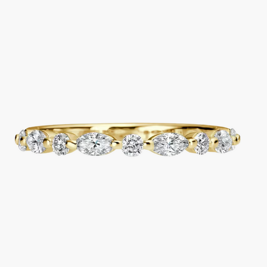 18ct Yellow Gold Alternating Marquise & Round Diamond Necklace – 0.54ct