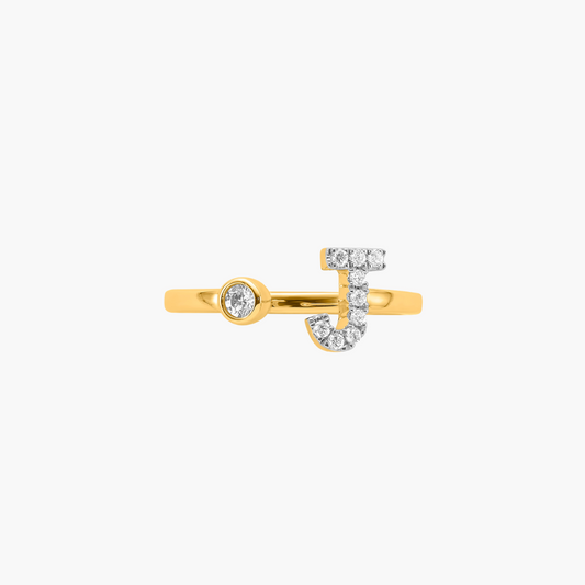Diamond Initial Ring | 18ct Yellow Gold