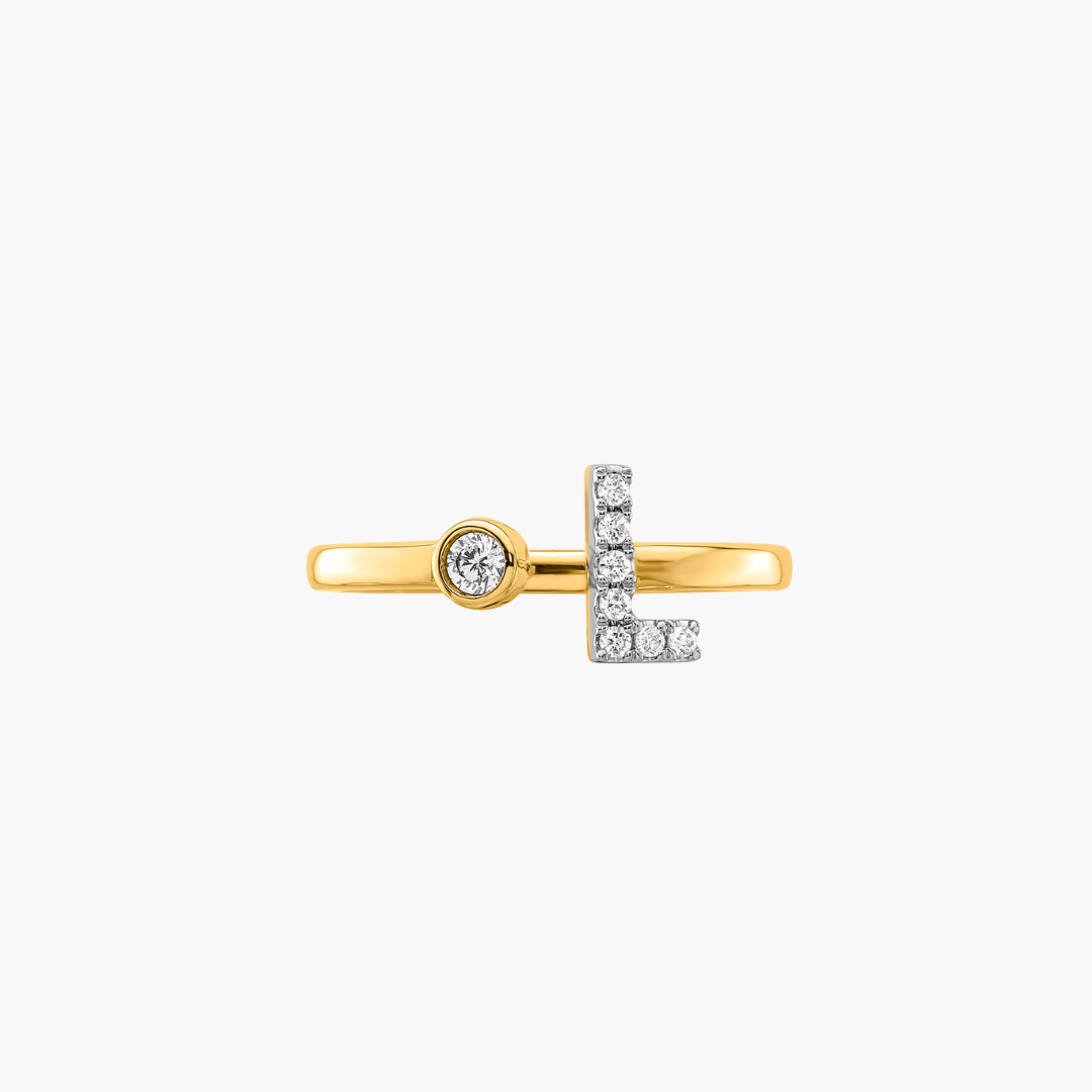 Diamond Initial Ring | 18ct Yellow Gold – Diamond World Fine Jewellery