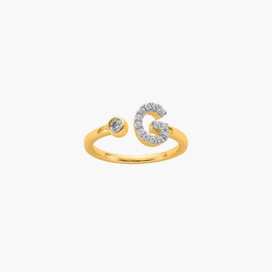 Diamond Initial Ring | 18ct Yellow Gold