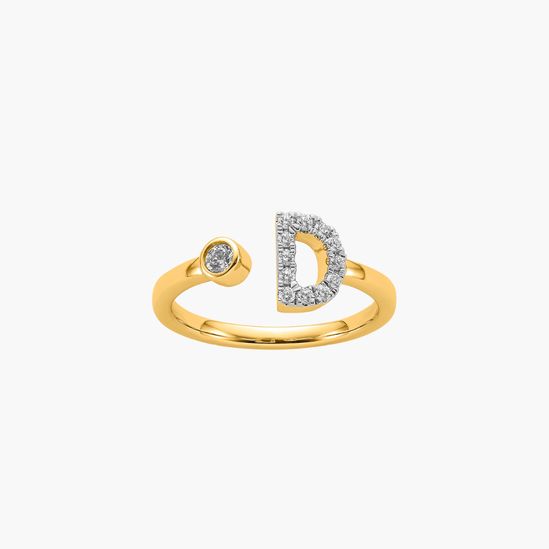 Diamond Script Initial Ring Diamond Initial Ring | 18ct Yellow Gold – Diamond World Fine Jewellery