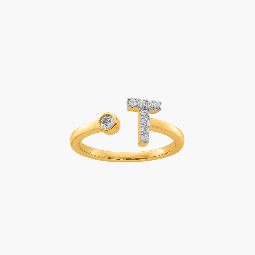 Diamond Initial Ring | 18ct Yellow Gold