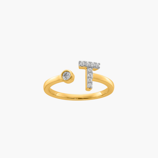 Diamond Initial Ring | 18ct Yellow Gold