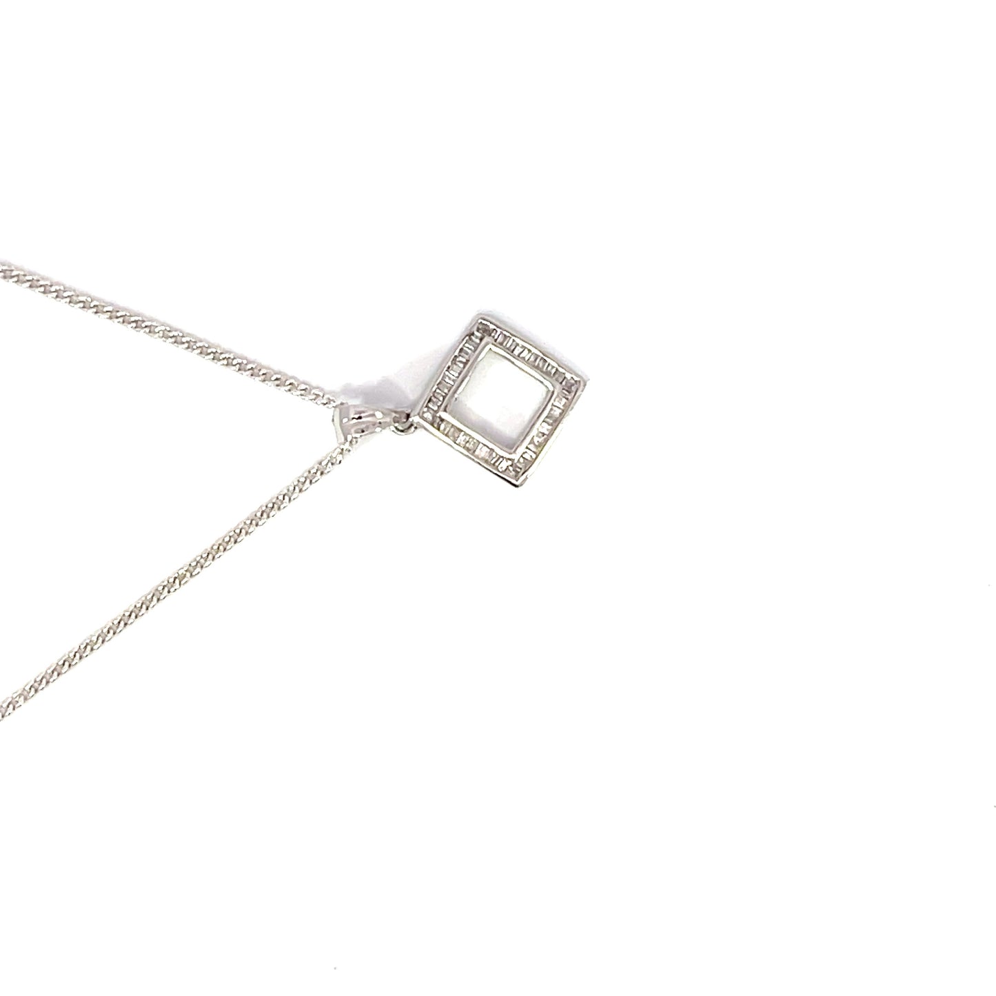 Square Diamond Pendant | 18ct White Gold